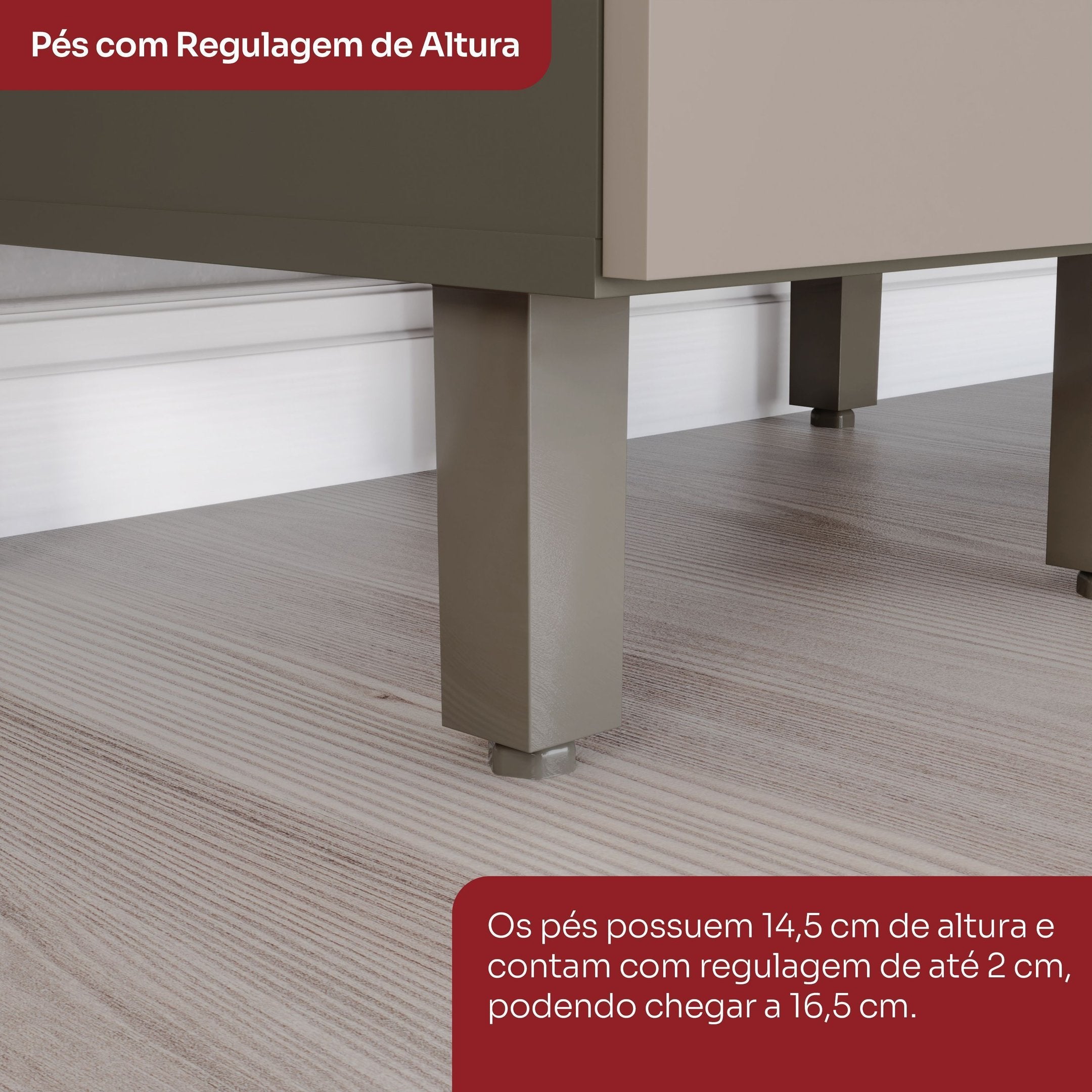 Balcão Pia 2 Gavetas 3 Portas 120cm Connect Henn Cinza/Duna/Cristal