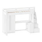 Cama Alta Beliche Office Infantil com Roupeiro e Escrivaninha Moon Yescasa Branco