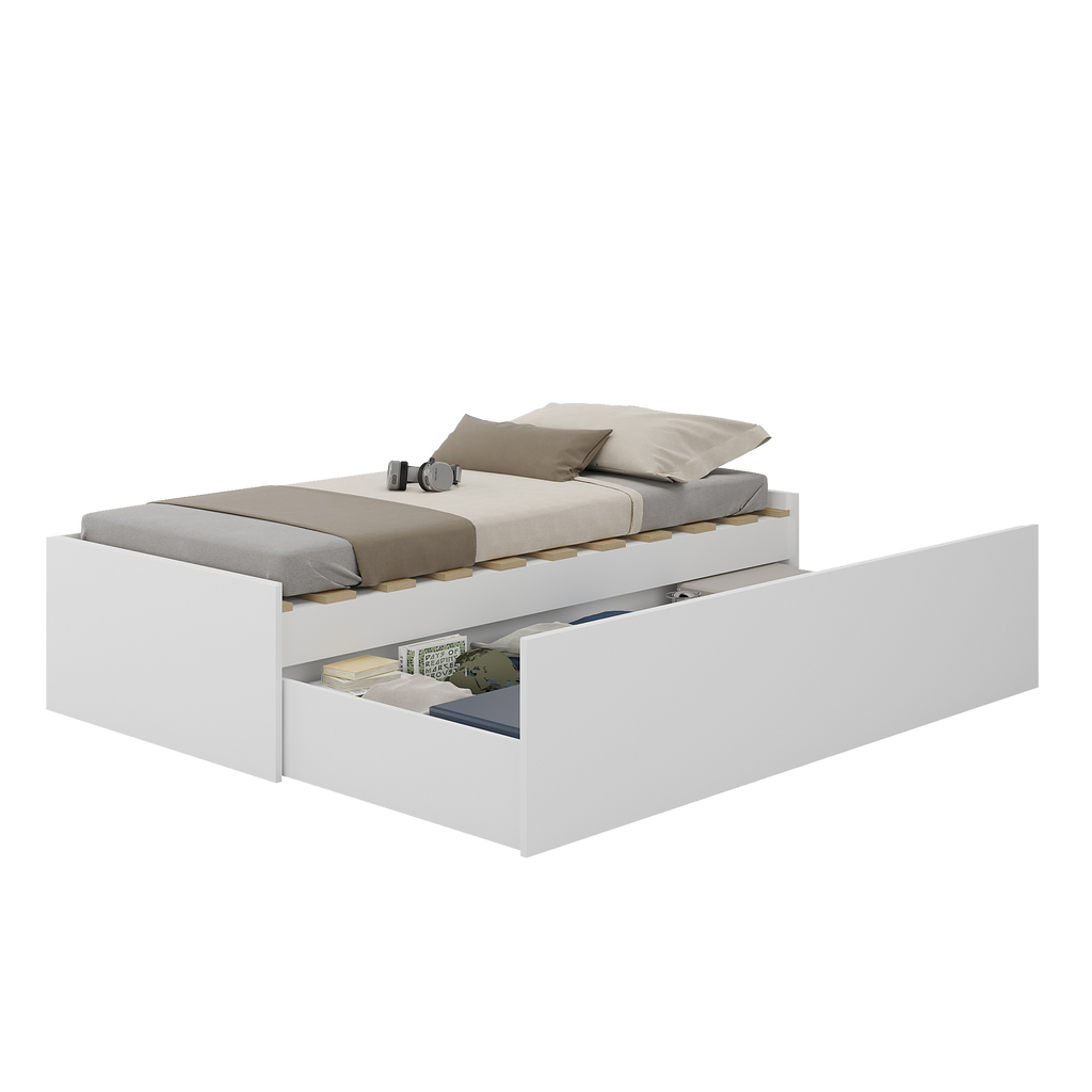 Cama Casal Retrátil com Gaveta Funcional Foscarini Branco