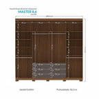 Guarda-Roupa Casal 8 Portas 6 Gavetas Master Santos Andirá MDP Cinza/Jatobá/Grafite