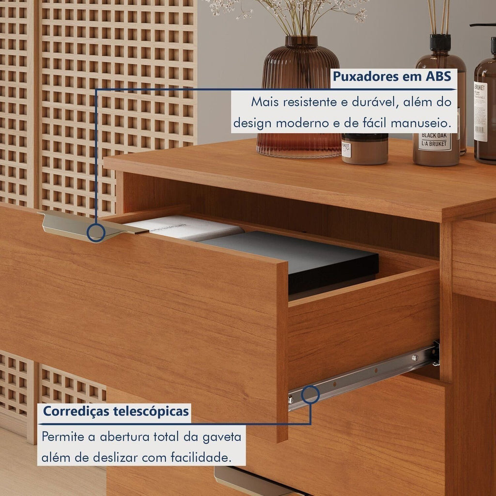 Penteadeira Camarim com Porta Joias e Tampo Reclinável 4 Gavetas Afrodite Mavaular Branco