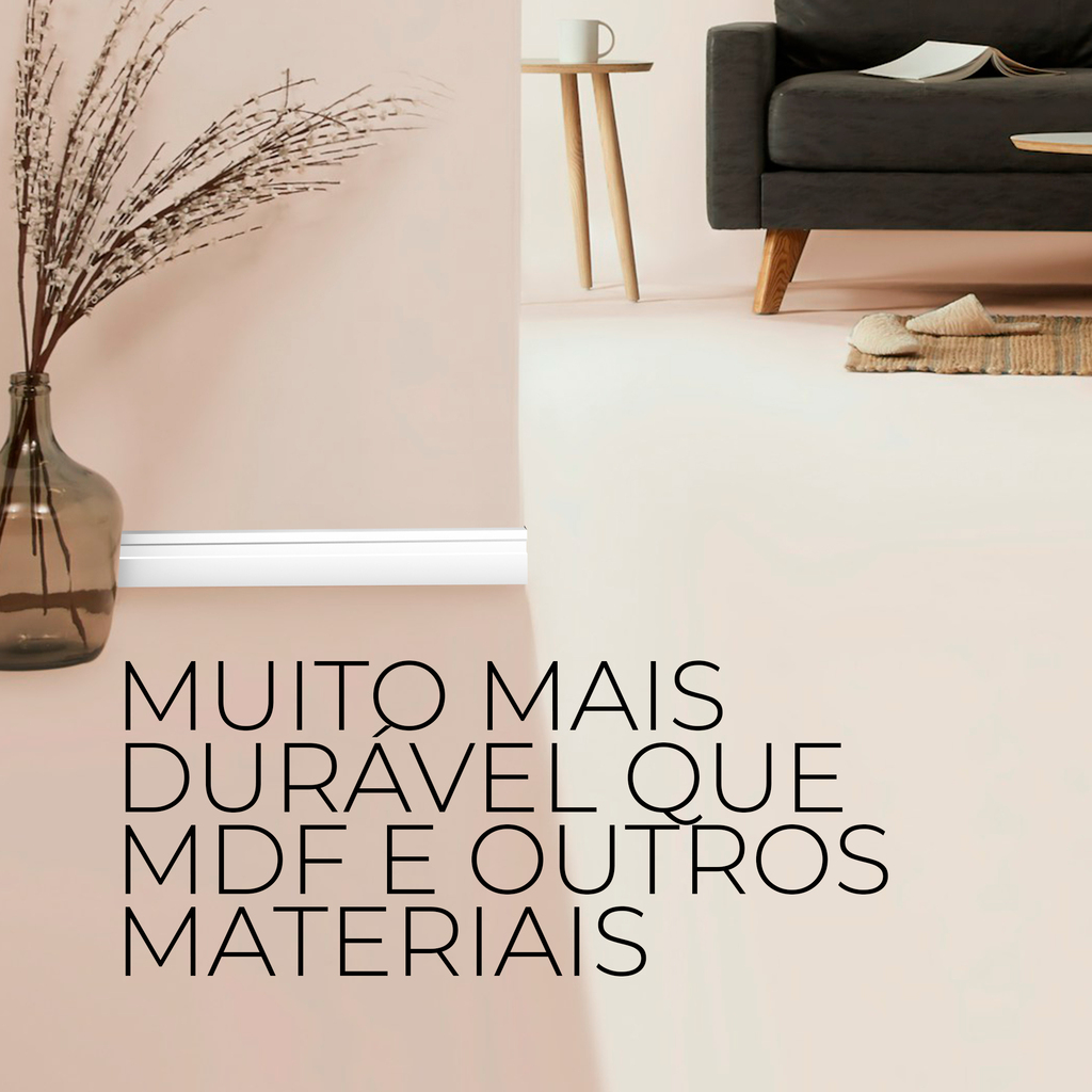Kit 10 Barras Rodapé Poliestireno 10cm Frisado Branco 2m RM Decor