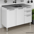 Balcão Cozinha em Aço 3 Portas 2 Gavetas 120cm sem Tampo Dobradiças Slow Motion Tarsila Itatiaia Branco