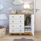 Cômoda Infantil 1 Porta 4 Gavetas 100% MDF Mimo Espresso Móveis Branco Brilho/Amêndoa