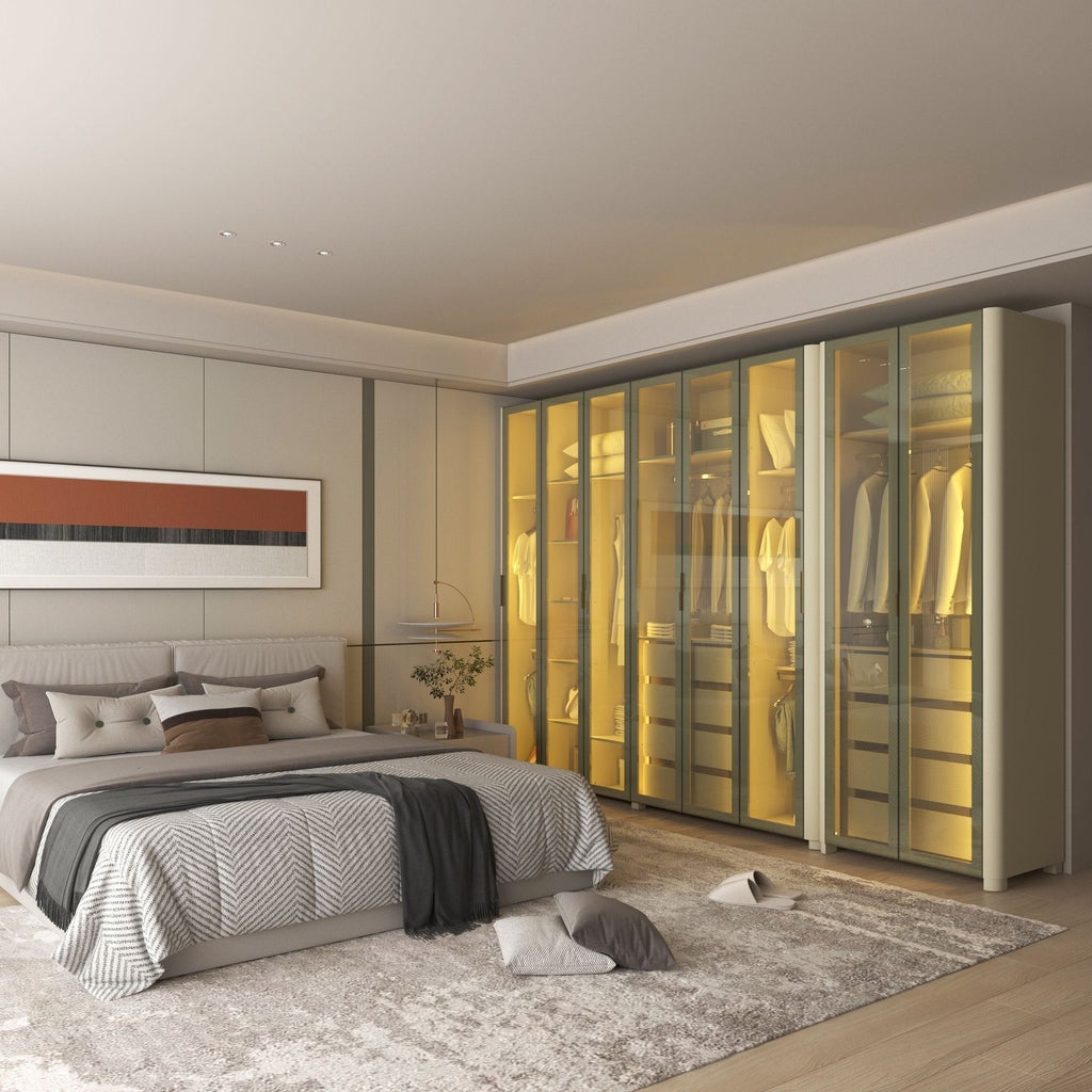 Guarda-Roupa Modulado Reflecta Innova 8 Portas 341,4cm x 240cm Mod 012 100% MDF Bege/Off White