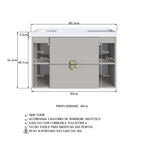 Conjunto para Banheiro Gabinete Suspenso com Cuba e Espelheira Yescasa CJ8070 80cm Bege/Arenas