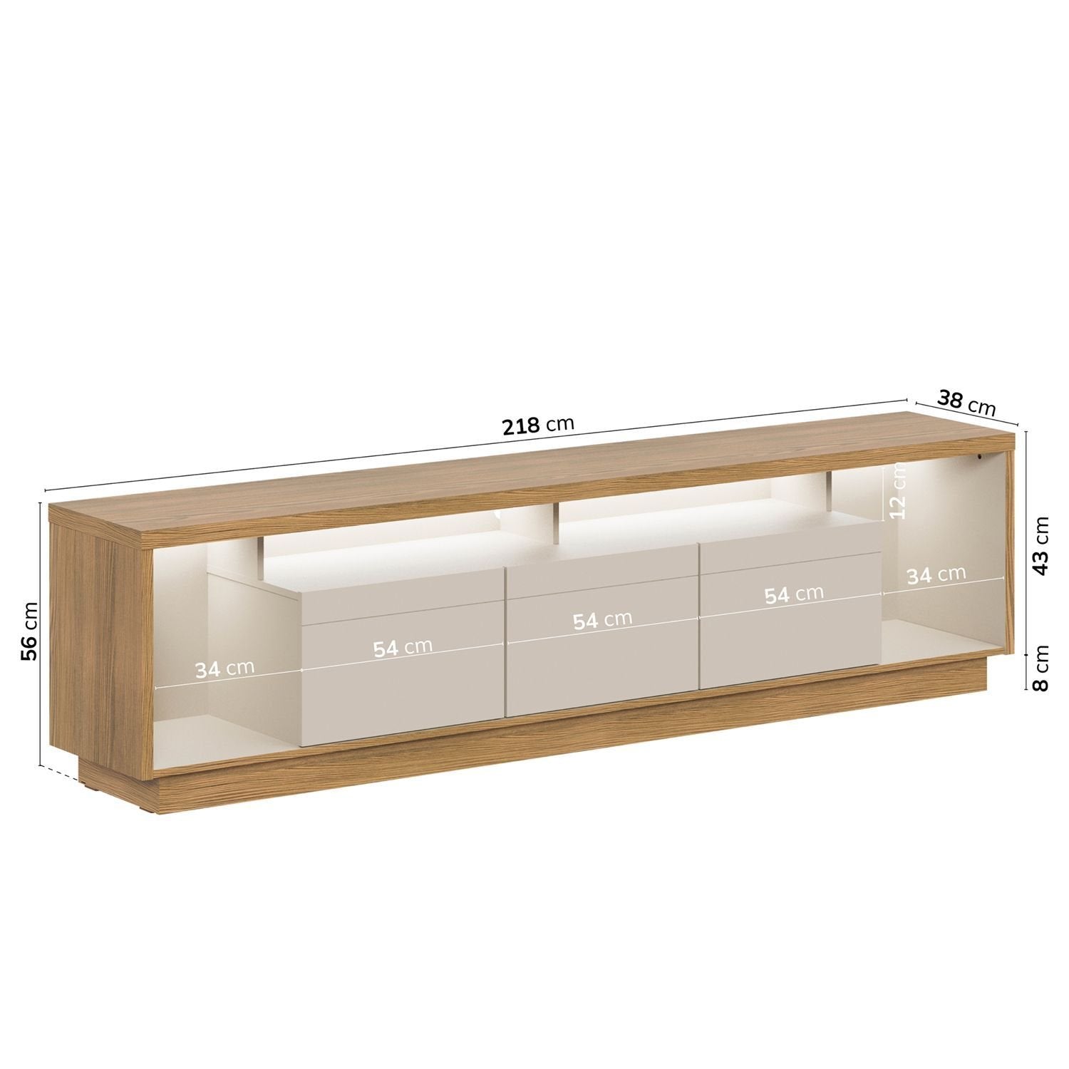 Rack para TV até 75 Polegadas com LED MDF 3 Portas Fita Cronos CabeCasa Off White