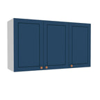 Armário Aéreo 3 Portas 120cm Pérola Yescasa Branco/Azul
