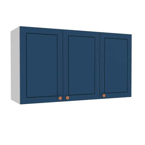 Armário Aéreo 3 Portas 120cm Pérola Yescasa Branco/Azul
