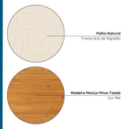 Cômoda 6 Gavetas Madeira Maciça com Telinha Rattan Viena Mel Marrom Artemobili
