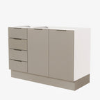 Balcão Pia 120cm sem Tampo com Rodapé Puxador 150mm Ipanema CabeCasa MadeiraOriginals Branco/Fendi Trama