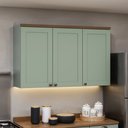 Armário Aéreo para Cozinha 3 Portas Provençal 120cm Genialflex Verde/Mint