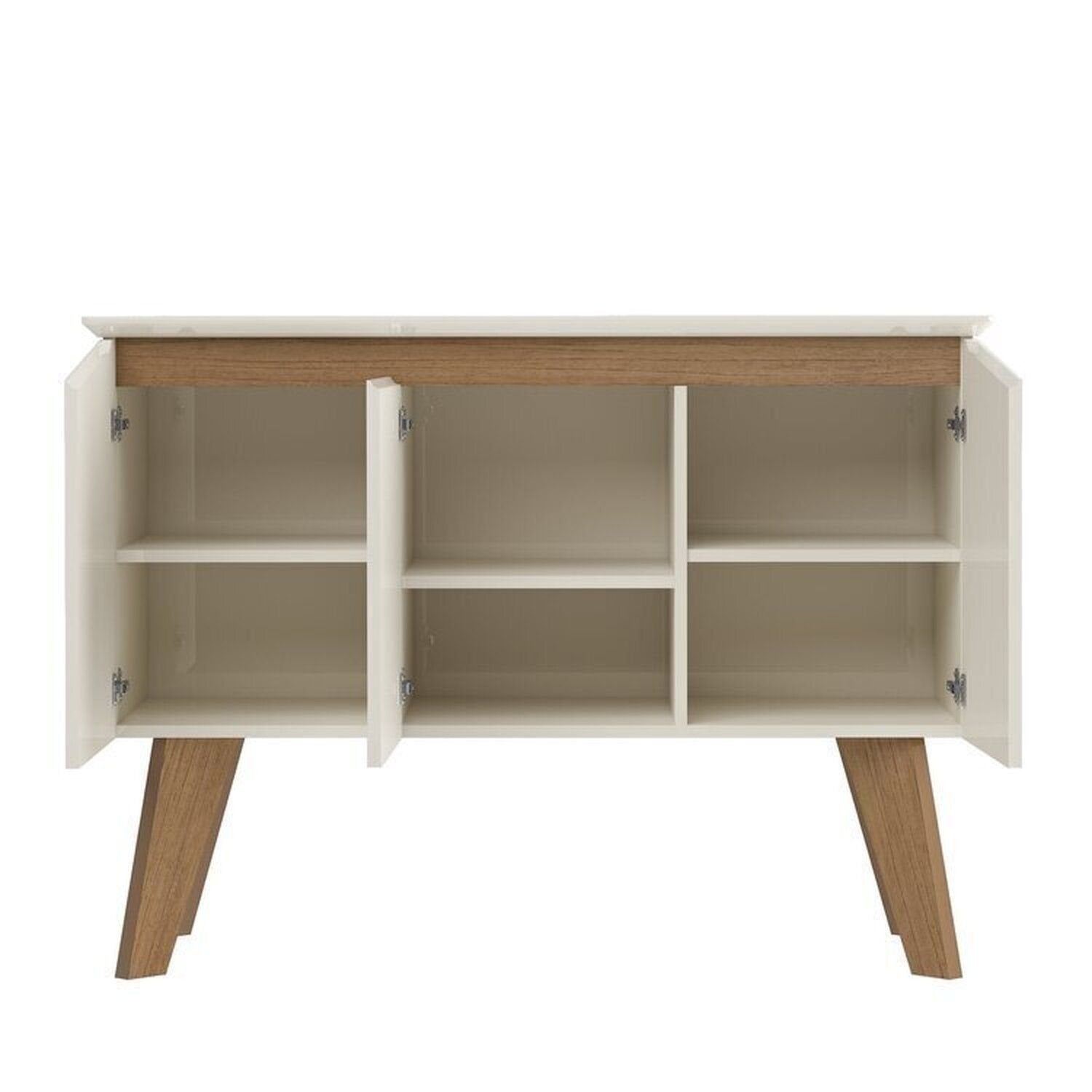 Conjunto Sala de Estar Completa Buffet Oásis e Rack Lumina Bege Off White/Cinamomo Artely