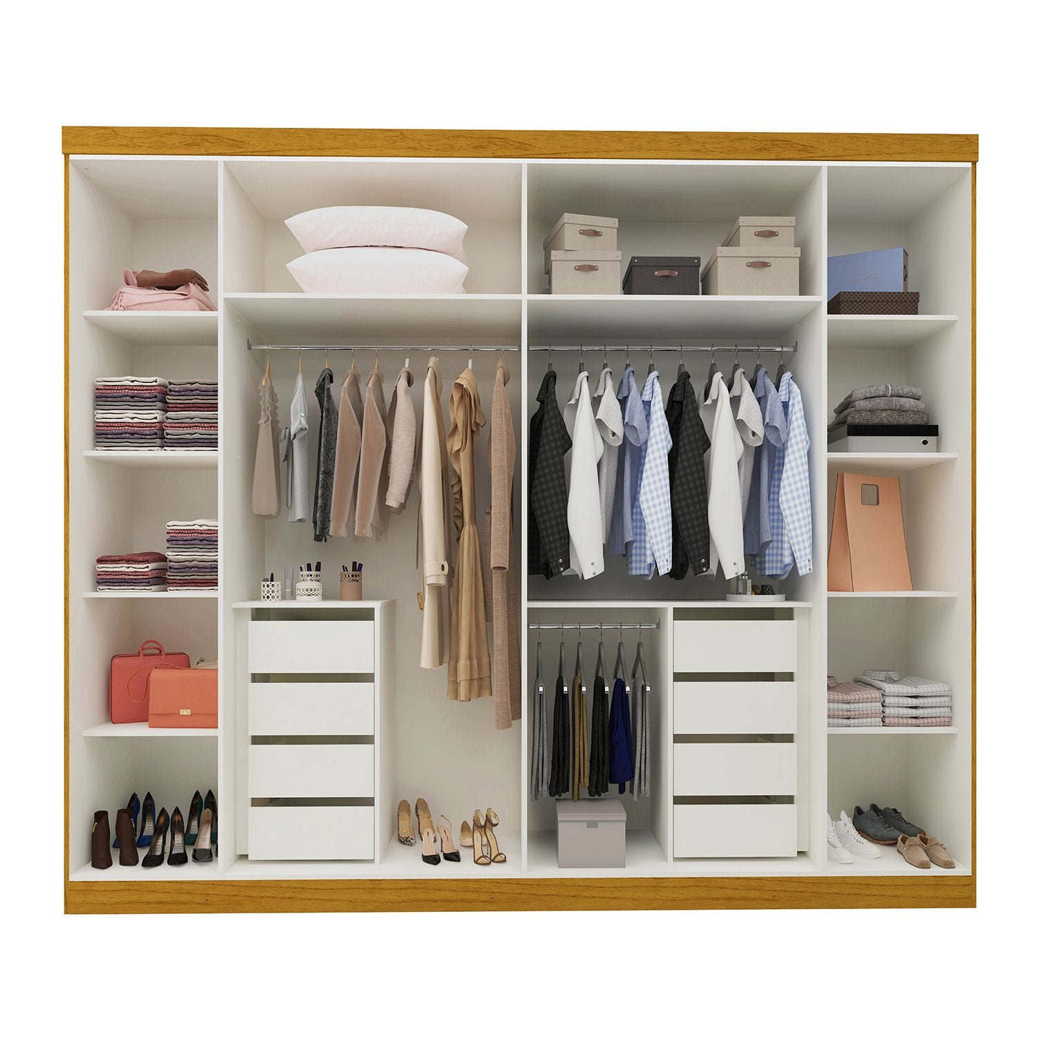Guarda-Roupa Casal 6 Portas Carnaúba CabeCasa MadeiraOriginals 100% MDF Marrom/Off White
