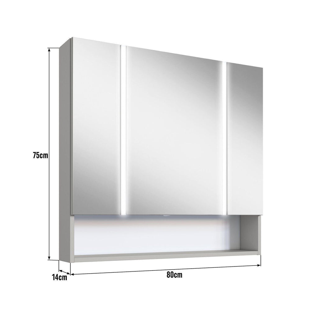 Espelheira para Banheiro com LED 2 Portas Yescasa Off White/Arenas