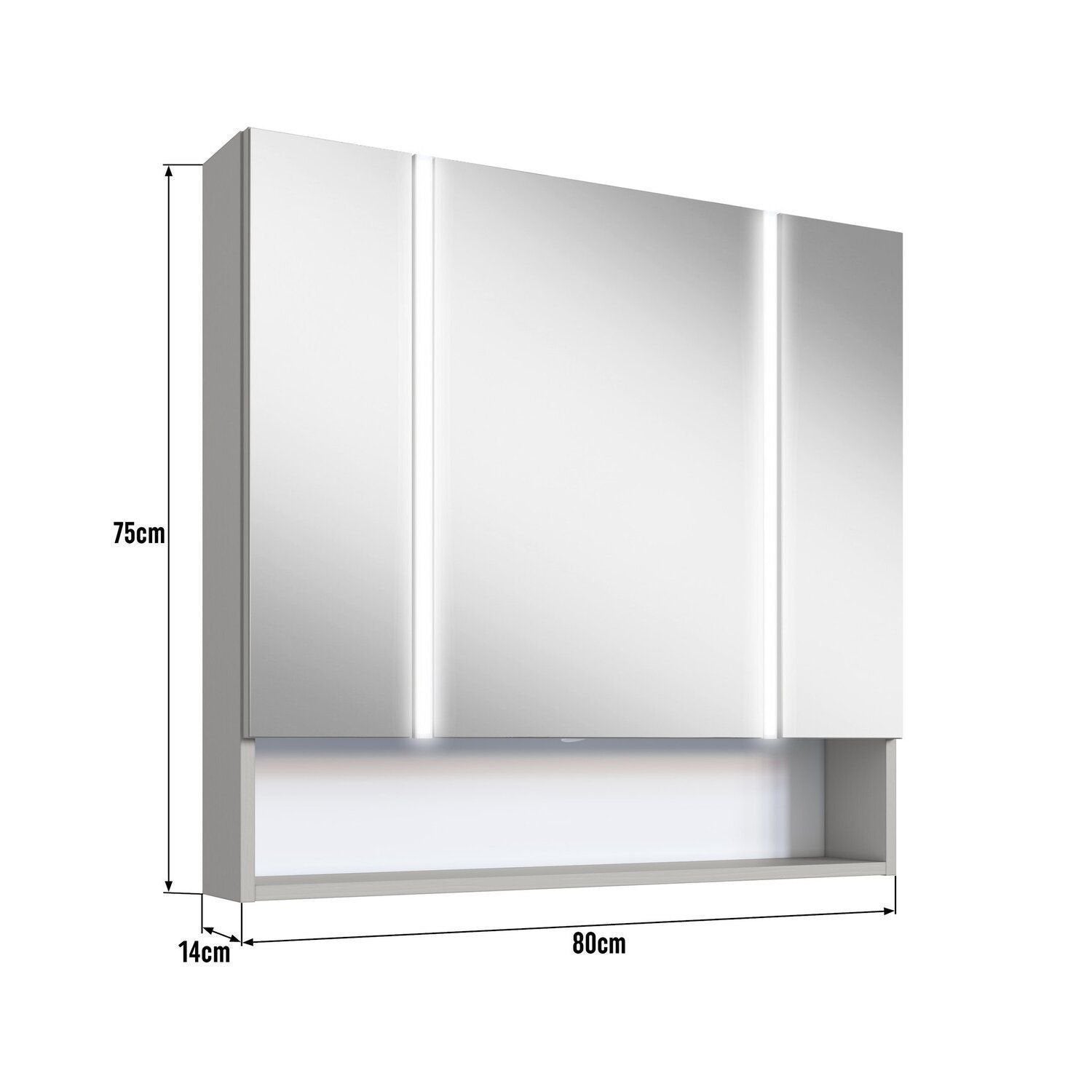 Espelheira para Banheiro com LED 2 Portas Yescasa Off White/Arenas