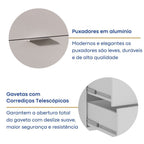 Escrivaninha em L com Mesa Escritório 5 Gavetas 152cm Branco Foscarini