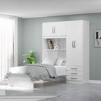 Conjunto Infantil Guarda-Roupa com Cama Lisboa 4 Portas e 3 Gavetas com Cômoda Carla 4 Gavetas MX Móveis Branco/Rosa