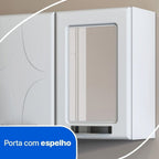 Kit Conjunto para Banheiro em Aço Rubi 4 Portas com Espelho Telasul Branco