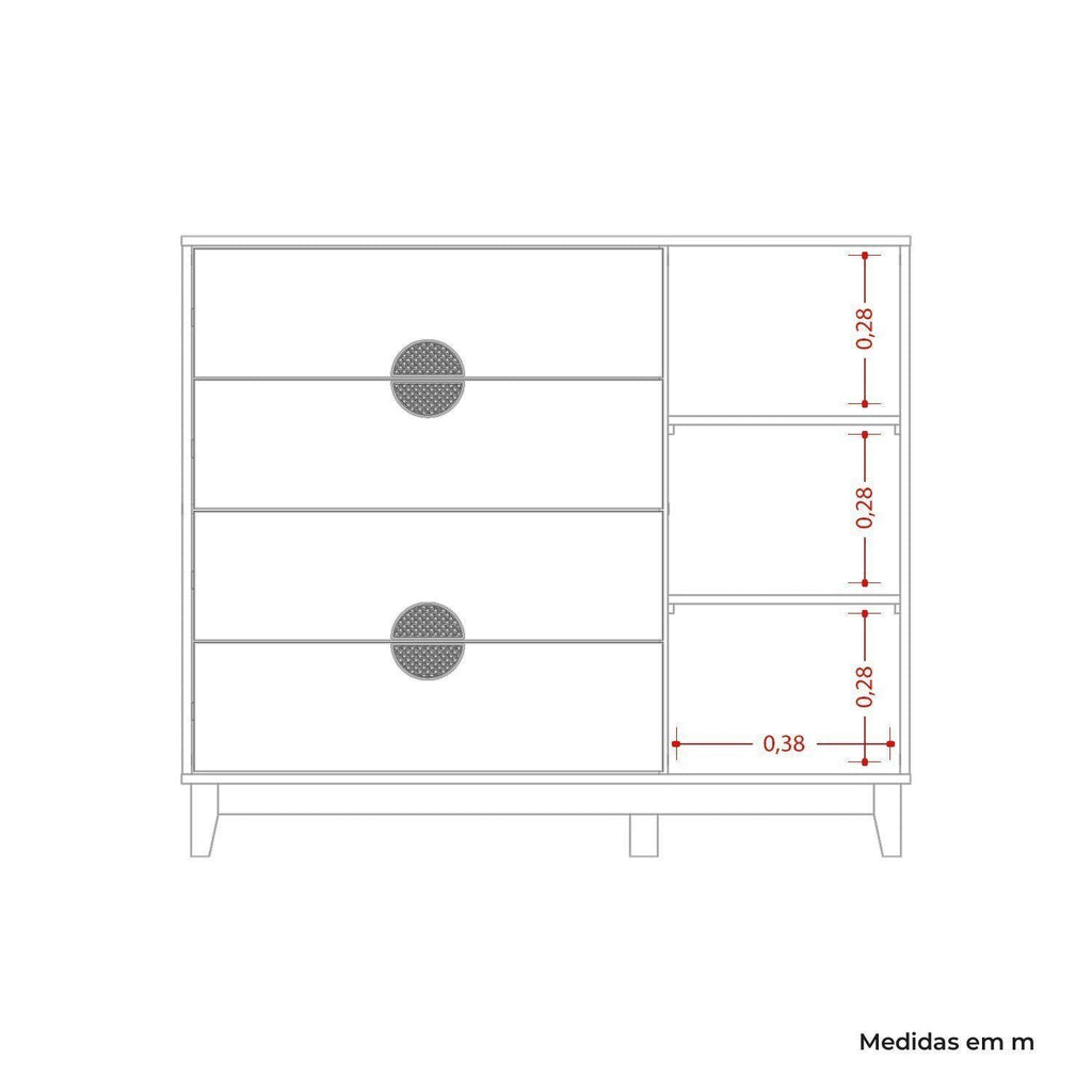 Conjunto Quarto Infantil Kid Guarda-Roupa 3 Portas e Cômoda Sapateira Mimo Albatroz Móveis MDF Cinamomo/Branco