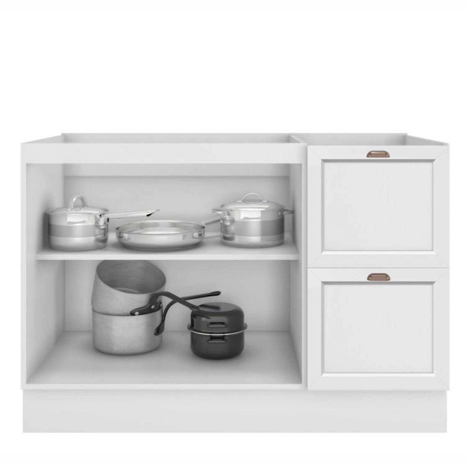 Cozinha Completa Modulada Unna Yescasa 6 Peças 15 Portas 2 Gavetas Paneleiro Nicho Branco