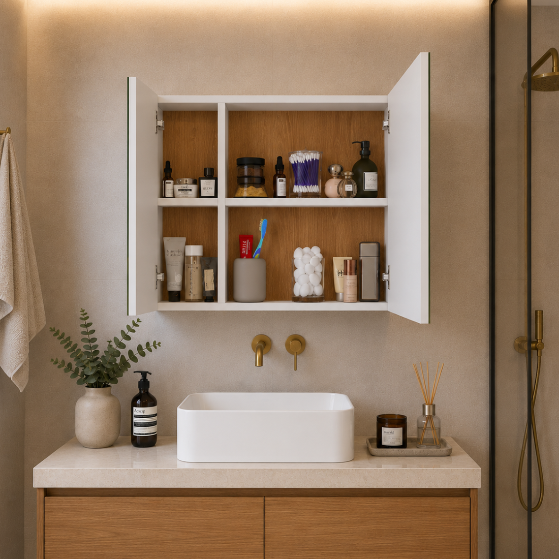 Espelheira para Banheiro JM3 Móveis Klein 60cm 2 Portas Branco