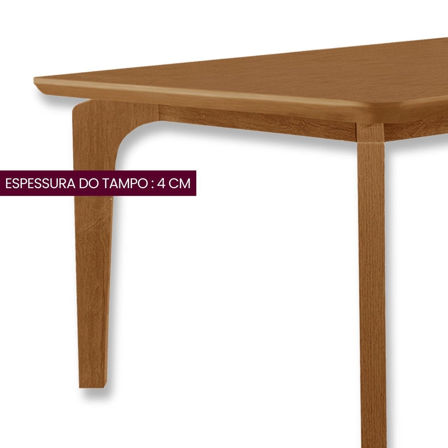 Conjunto Sala de Jantar Mesa Tampo 180cm Canto Copo de MDF e 6 Cadeiras Dublin Cleo Yescasa