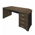 Escrivaninha Mesa Escritório Tamburato 4 Gavetas Lado Direito 180cm Marrom/Charuto/Preto Artany