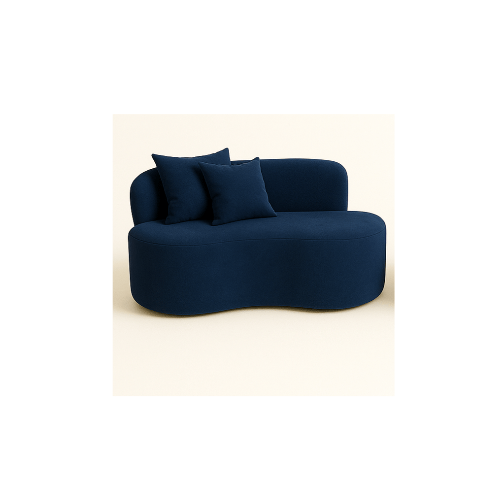 Conjunto Sala de Estar Gaia 1 Poltrona Sofá Curvo Orgânico Suede Azul Marinho MD Montanaris Decor