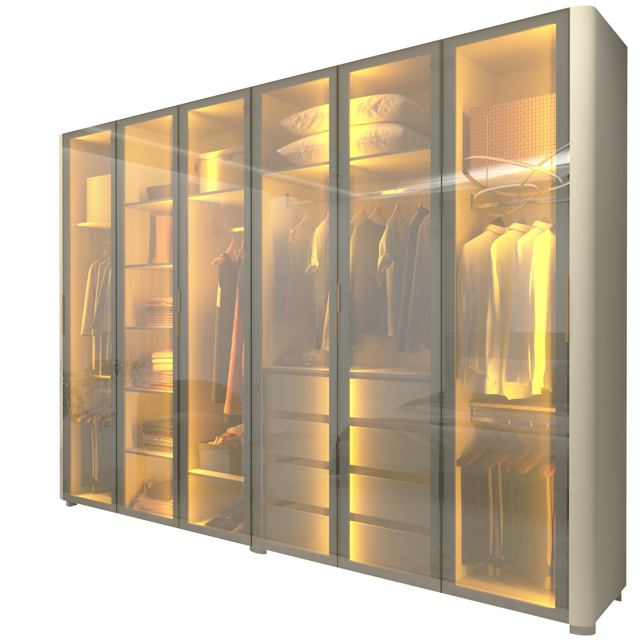 Guarda-Roupa Casal 6 Portas 6 Gavetas Innova Gelius Móveis 100% MDF Branco/Off White