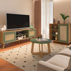 Kit 3 Peças Rack para TV até 75 Polegadas Buffet e Mesa de Centro Memphis Verde