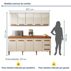 Cozinha Completa Modulada 9 Portas 3 Gavetas Atenas Kaiki Móveis Branco