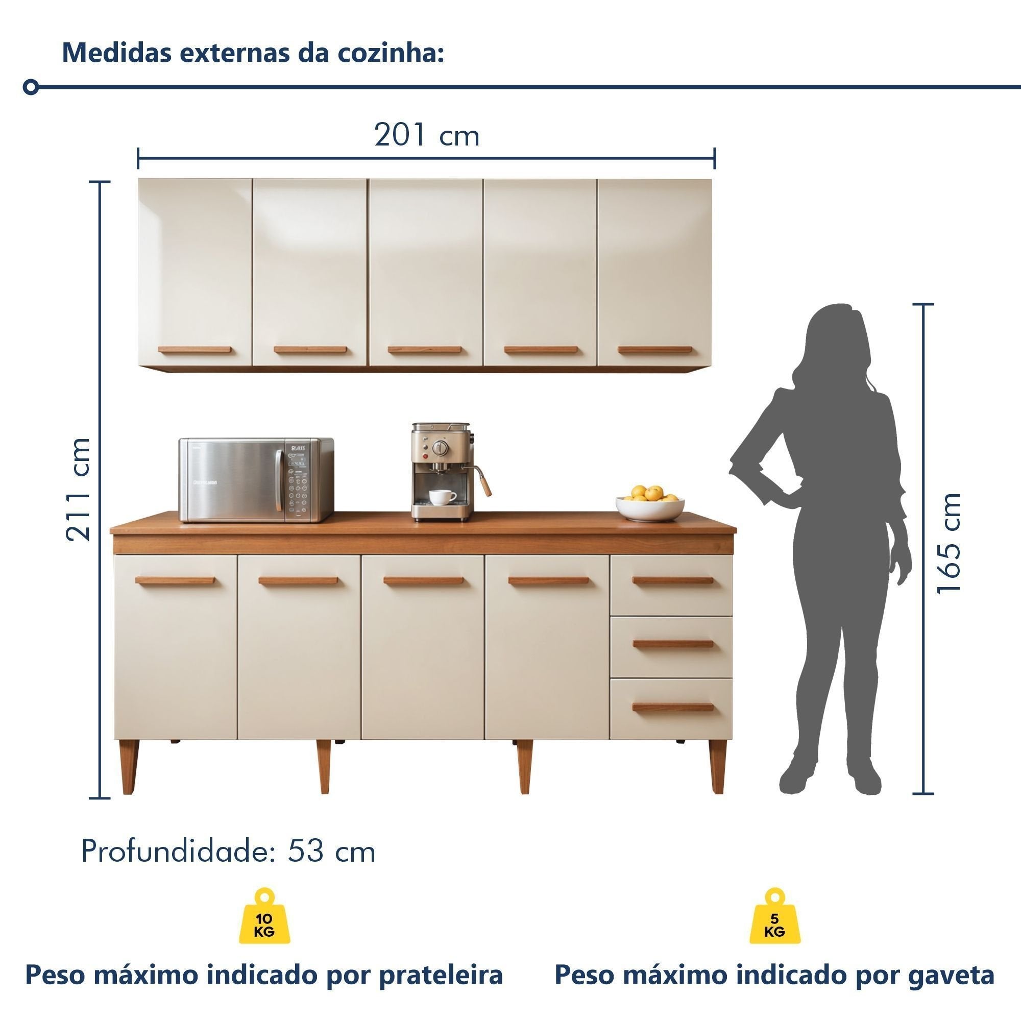 Cozinha Completa Modulada 9 Portas 3 Gavetas Atenas Kaiki Móveis Branco