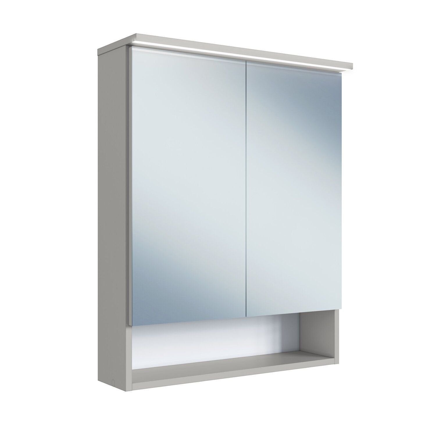 Armário Espelheira para Banheiro Prodecor 2 Portas com LED 60cm Bege/Arenas