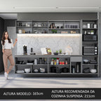 Armário de Cozinha Completa 300cm Suspenso Nice Cinza Madesa 04