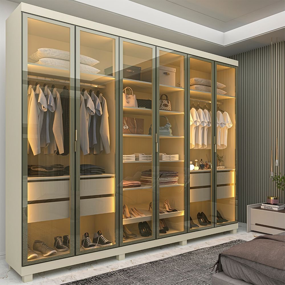 Guarda-Roupa Casal 6 Portas 4 Gavetas Imperatriz Yescasa 100% MDF Off White