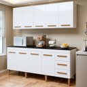 Cozinha Completa Modulada 9 Portas 3 Gavetas Atenas Kaiki Móveis Branco