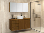 Espelheira para Banheiro Astral Design Intenso 3 Espelhos 120cm Freijó Suspensa MDF