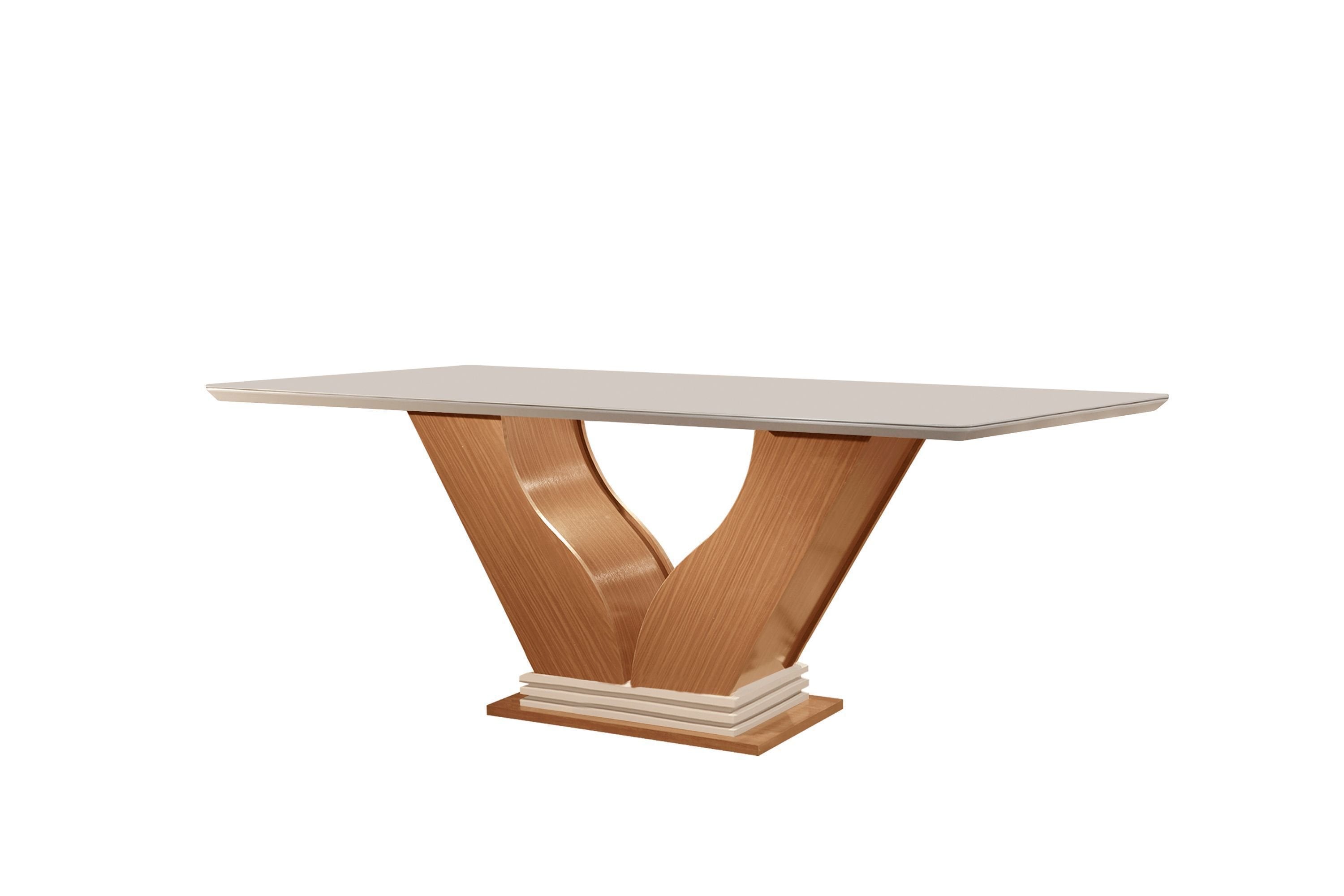 Conjunto Sala de Jantar Mesa Safira Tampo Vidro e MDF com 6 Cadeiras Atena LJ Móveis