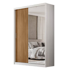 Guarda-Roupa Casal 2 Portas de Correr 4 Gavetas London Demóbile 100% MDF Branco/Amêndola