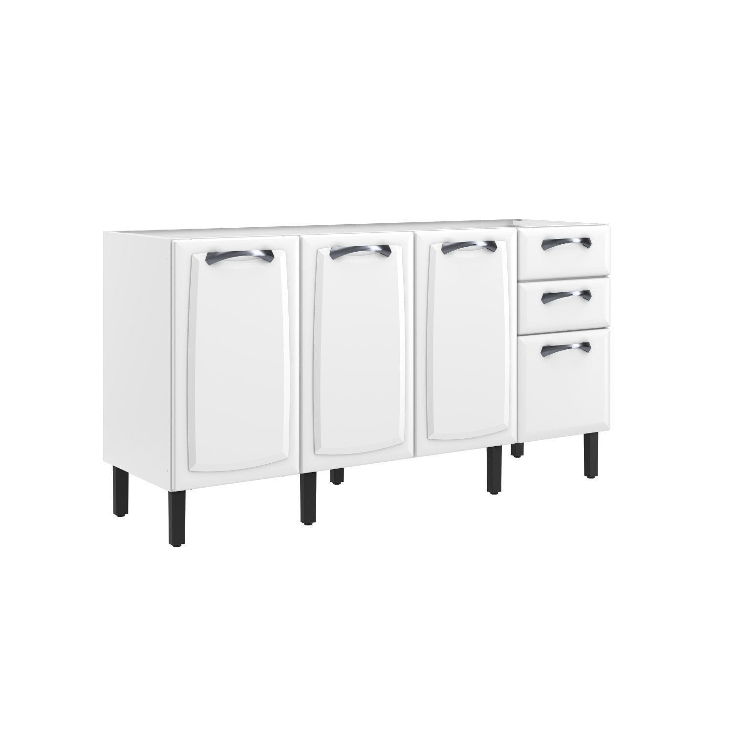Balcão Cozinha em Aço 4 Portas 2 Gavetas 160cm sem Tampo New Premium Itatiaia Branco