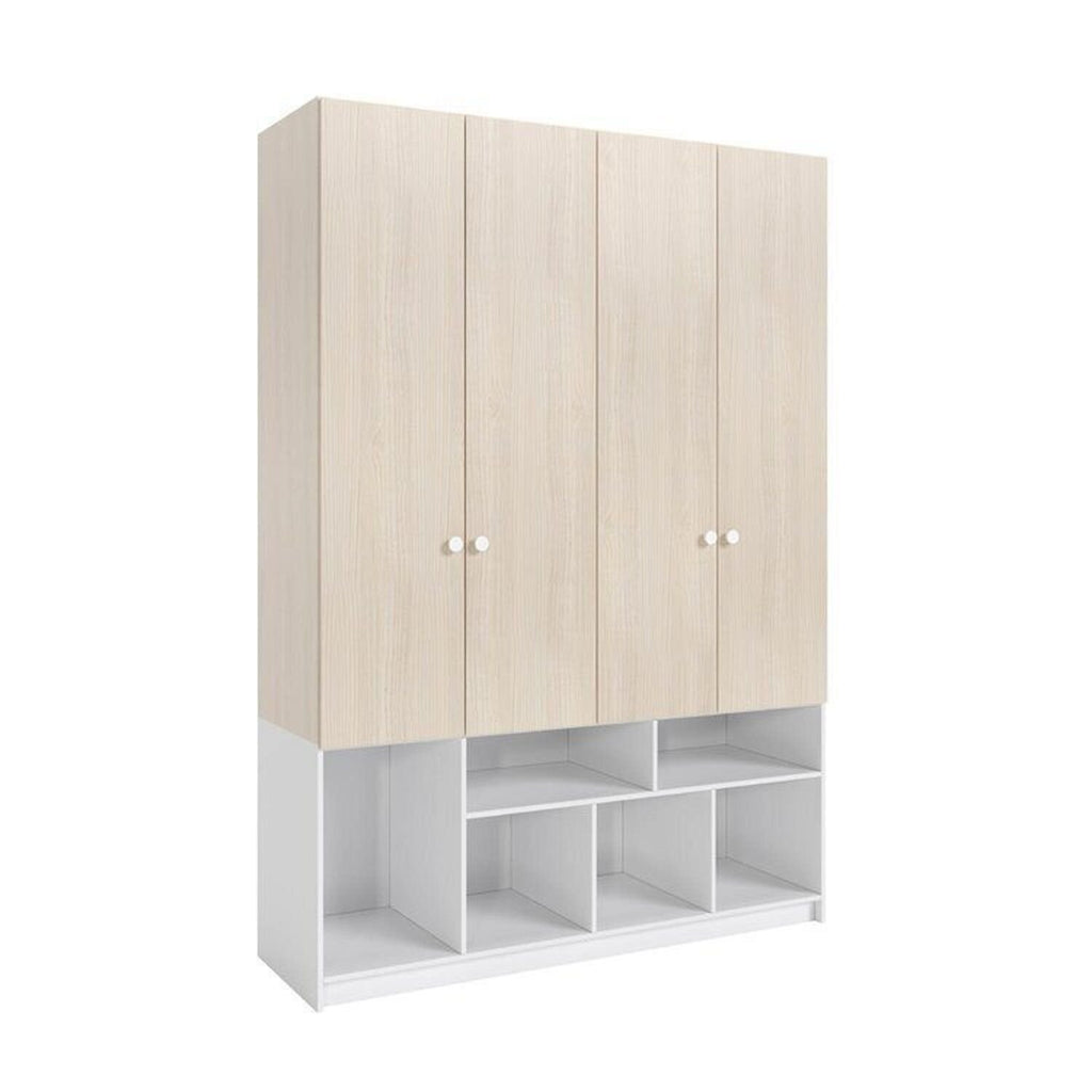 Quarto Completo com Guarda-Roupa Curió e Bicama Petit Casatema MadeiraOriginals Branco/Mel