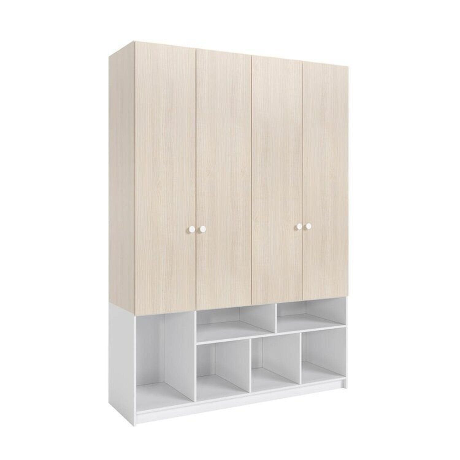 Quarto Completo com Guarda-Roupa Curió e Bicama Petit Casatema MadeiraOriginals Branco/Mel