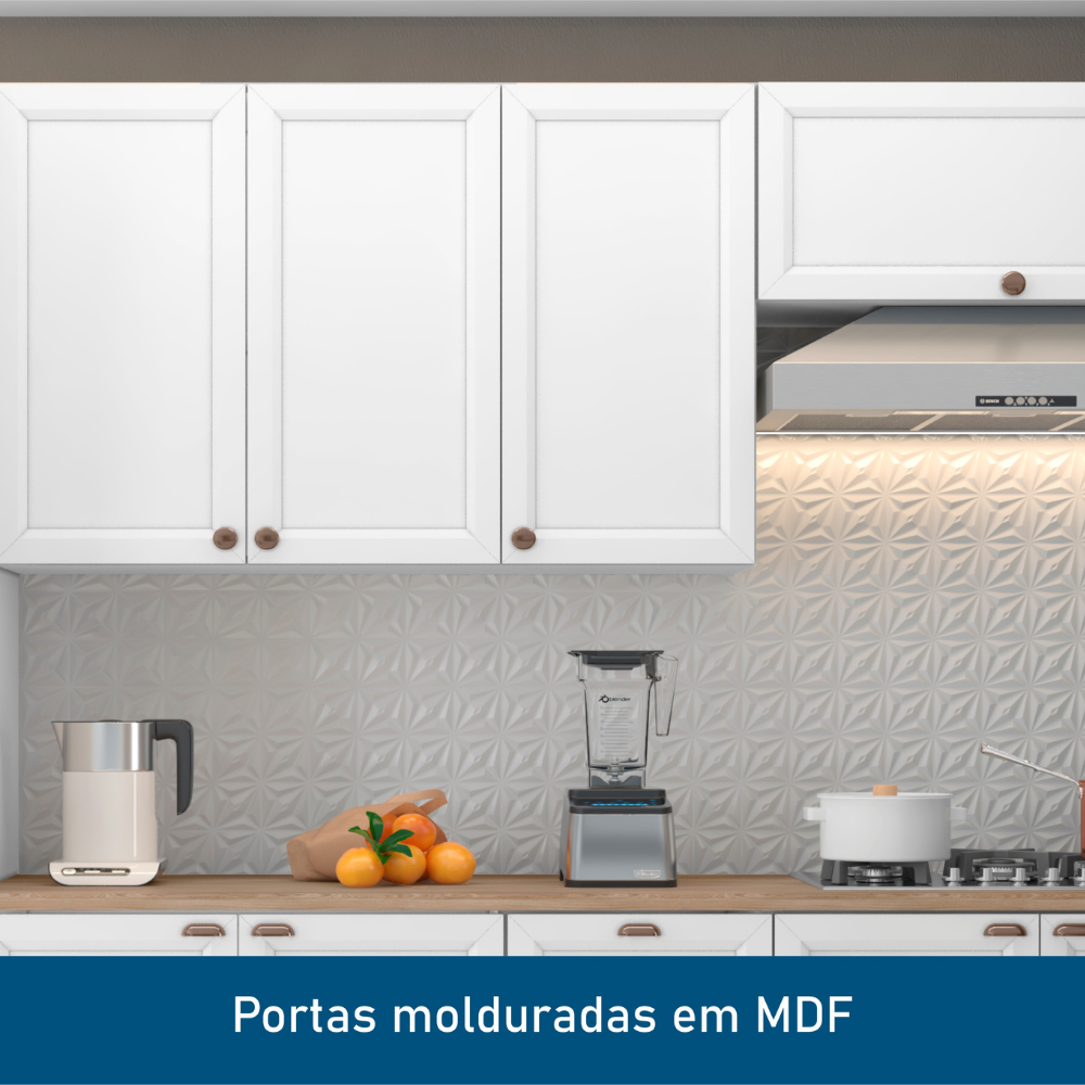 Armário Aéreo 3 Portas 120cm Unna Yescasa Branco