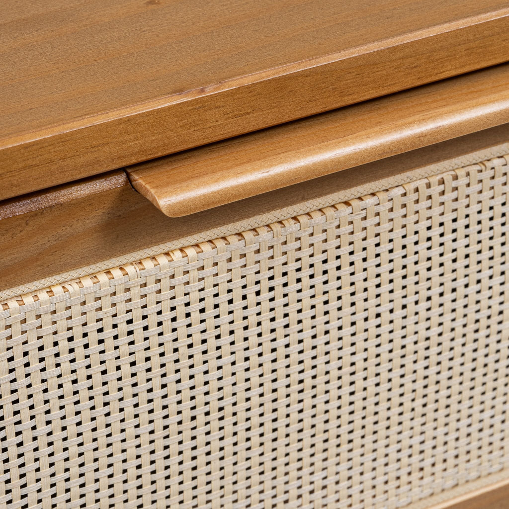 Cômoda 6 Gavetas Madeira Maciça com Telinha Rattan Viena Mel Marrom Artemobili