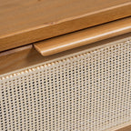 Cômoda 6 Gavetas Madeira Maciça com Telinha Rattan Viena Mel Marrom Artemobili