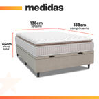 Cama Box Baú Colchão Casal Molas Ensacadas City Pillow Top Hellen 138x188x64cm