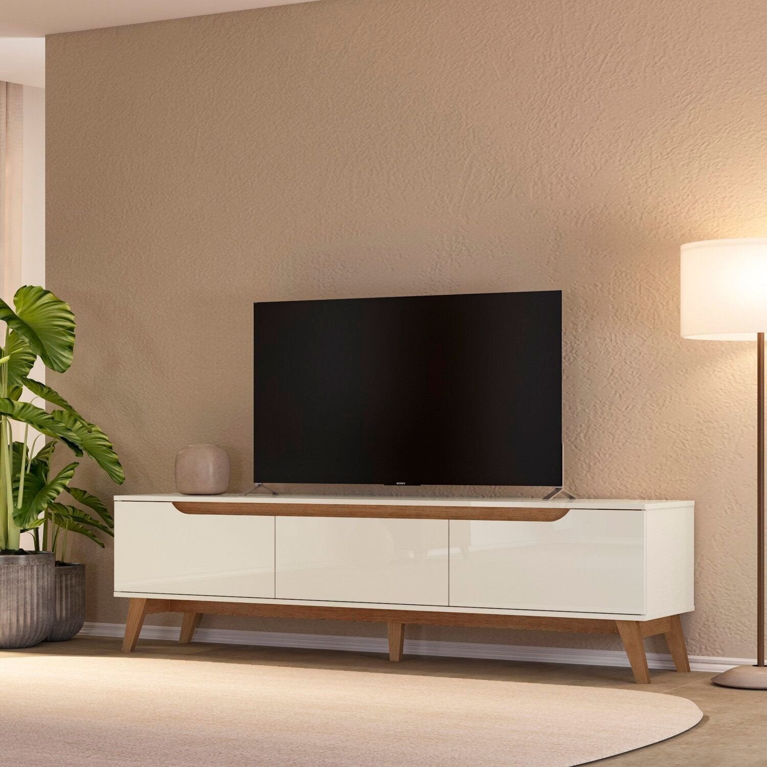 Rack para TV até 75 Polegadas MDF 180cm 2 Portas 1 Gaveta Liverpool Yescasa