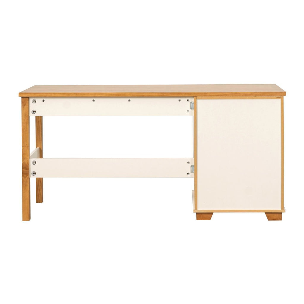 Escrivaninha Mesa Escritório Pinus Ananda 3 Gavetas 150cm CabeCasa MadeiraOriginals Off-White e Mel Marrom