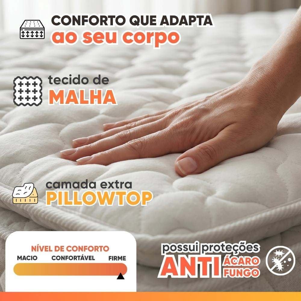 Colchão Casal Espuma D33 Pillow Top New Millenium Hellen 138x188x19cm Branco